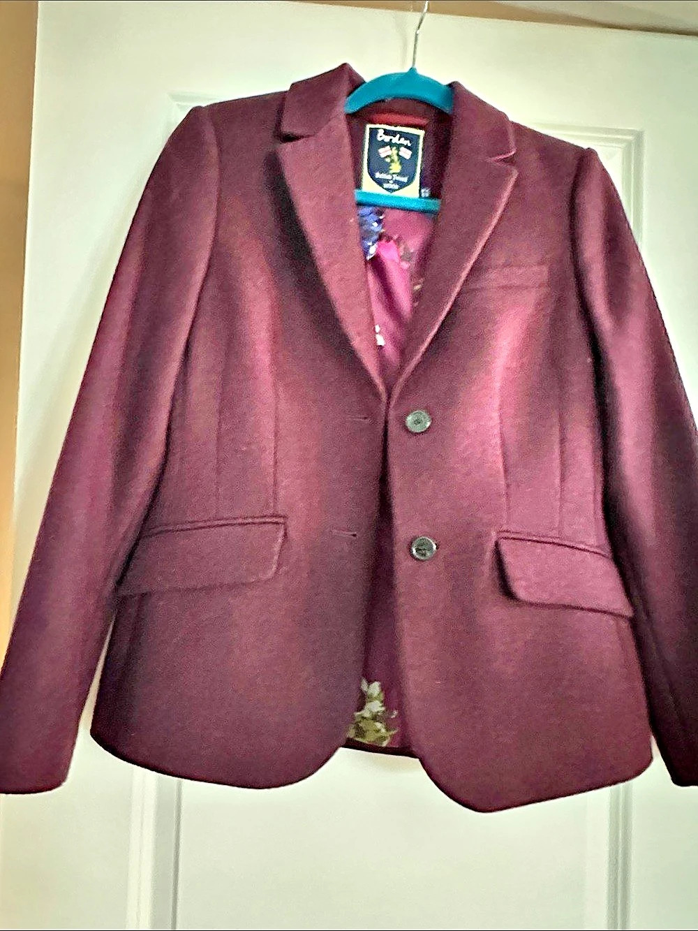 Boden British Tweed by Moon Blazer Wool Purple Size 6